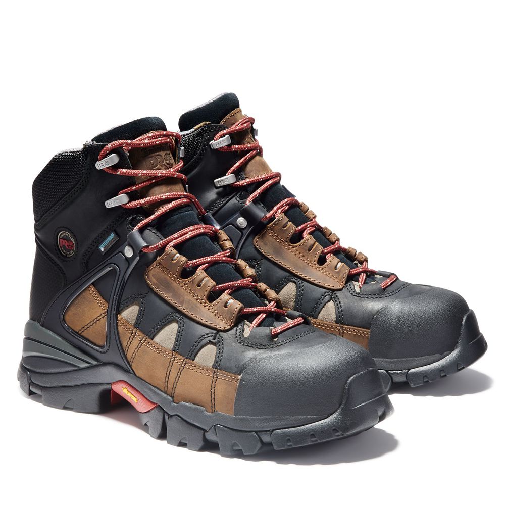 Timberland Μποτακια Εργασίας Ανδρικα Μαυρα/Καφε - Pro® Hyperion 6\" Alloy Toe - Greece 8256073-ZP